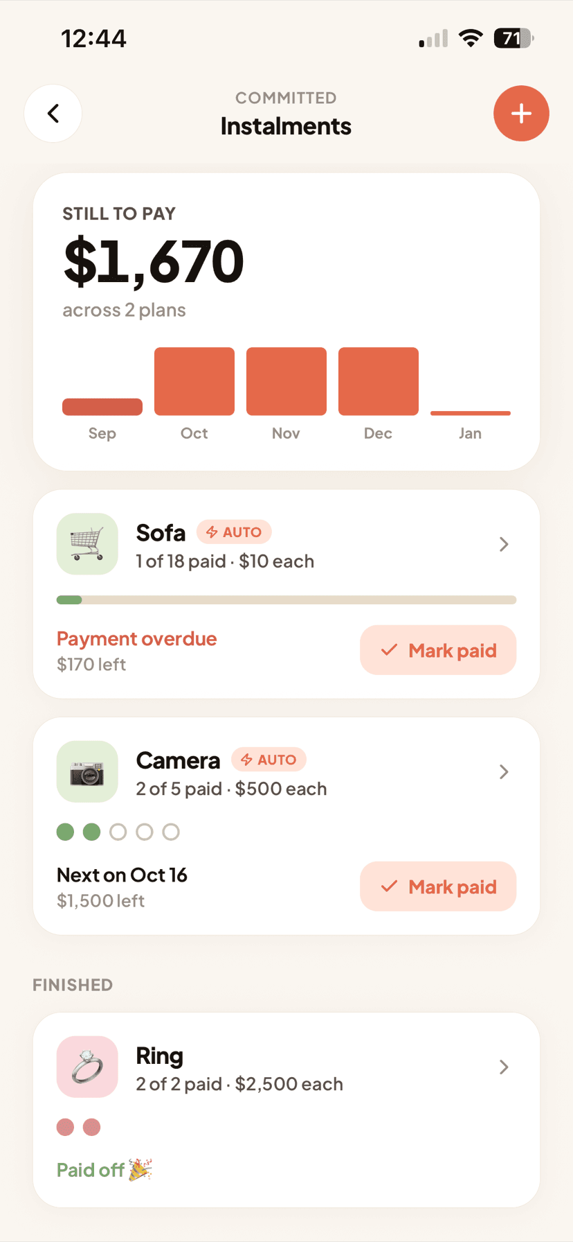 PocketPal, an instalment plan across the months ahead